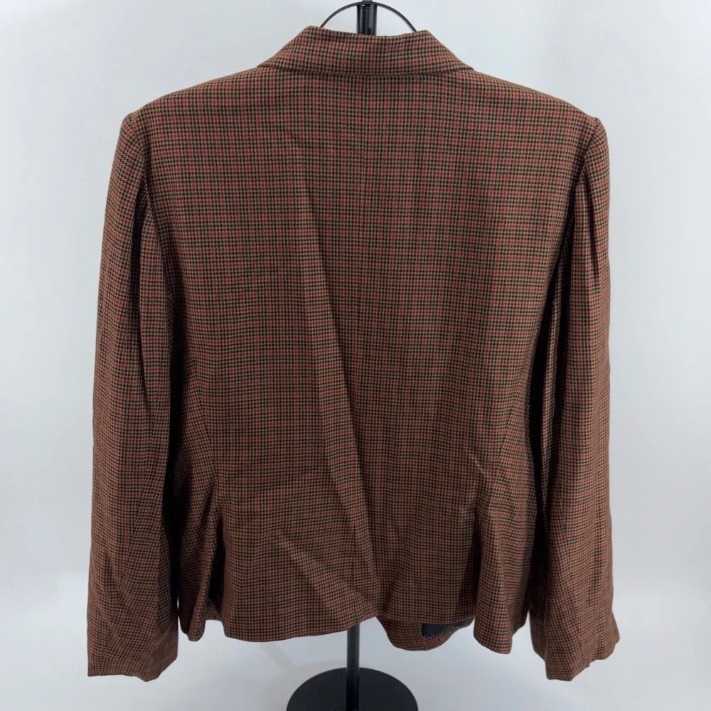 Le Suit Vintage Houndstooth Skirt Suit Set Brown Red Blazer 16 Skirt 12